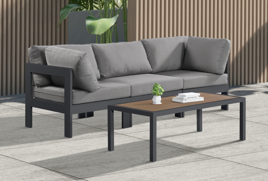 Nizuc 90" Water Resistant Fabric Upholstered Outdoor Patio 3pc. Modular Sofa