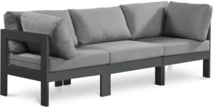 Nizuc 90" Water Resistant Fabric Upholstered Outdoor Patio 3pc. Modular Sofa