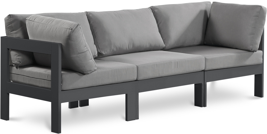 Nizuc 90" Water Resistant Fabric Upholstered Outdoor Patio 3pc. Modular Sofa
