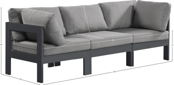 Nizuc 90" Water Resistant Fabric Upholstered Outdoor Patio 3pc. Modular Sofa