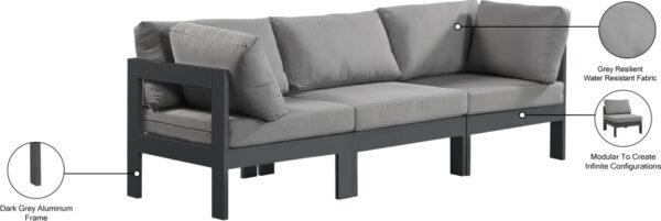 Nizuc 90" Water Resistant Fabric Upholstered Outdoor Patio 3pc. Modular Sofa