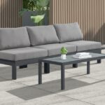 Nizuc 90" Water Resistant Fabric Upholstered Outdoor Patio 3pc. Armless Modular Sofa