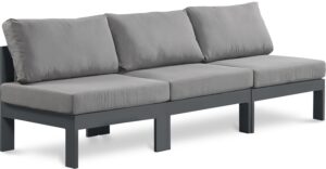 Nizuc 90" Water Resistant Fabric Upholstered Outdoor Patio 3pc. Armless Modular Sofa