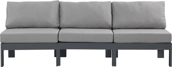 Nizuc 90" Water Resistant Fabric Upholstered Outdoor Patio 3pc. Armless Modular Sofa