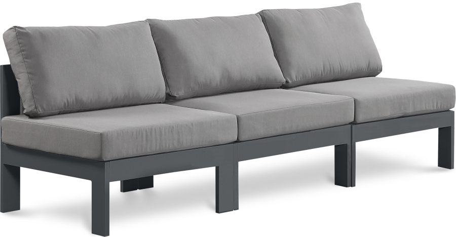Nizuc 90" Water Resistant Fabric Upholstered Outdoor Patio 3pc. Armless Modular Sofa