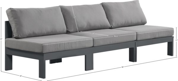 Nizuc 90" Water Resistant Fabric Upholstered Outdoor Patio 3pc. Armless Modular Sofa