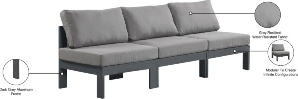 Nizuc 90" Water Resistant Fabric Upholstered Outdoor Patio 3pc. Armless Modular Sofa