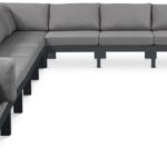 Nizuc 180" Water Resistant Fabric Upholstered Outdoor Patio 10pc. Modular Sectional