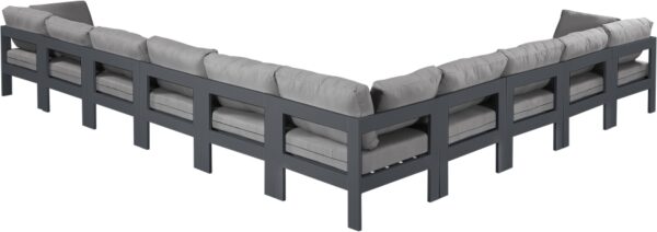 Nizuc 180" Water Resistant Fabric Upholstered Outdoor Patio 10pc. Modular Sectional