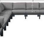 Nizuc 180" Water Resistant Fabric Upholstered Outdoor Patio 10pc. Modular Sectional