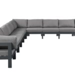 Nizuc 180" Water Resistant Fabric Upholstered Outdoor Patio 10pc. Modular Sectional