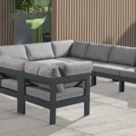 Nizuc 120" Water Resistant Fabric Upholstered Outdoor Patio 10pc. Modular Sectional