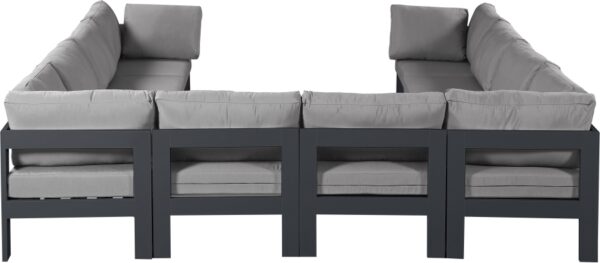 Nizuc 120" Water Resistant Fabric Upholstered Outdoor Patio 10pc. Modular Sectional