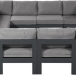 Nizuc 120" Water Resistant Fabric Upholstered Outdoor Patio 10pc. Modular Sectional