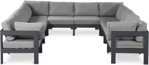 Nizuc 120" Water Resistant Fabric Upholstered Outdoor Patio 10pc. Modular Sectional