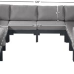 Nizuc 120" Water Resistant Fabric Upholstered Outdoor Patio 10pc. Modular Sectional