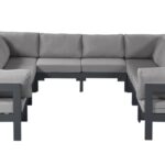 Nizuc 120" Water Resistant Fabric Upholstered Outdoor Patio 10pc. Modular Sectional