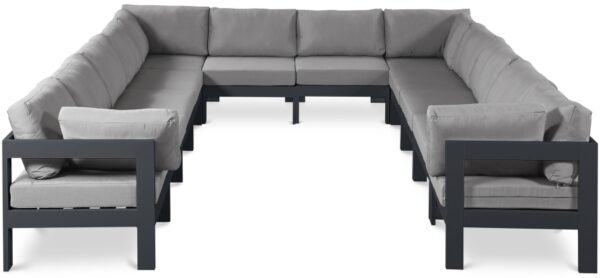 Nizuc 120" Water Resistant Fabric Upholstered Outdoor Patio 12pc. Modular Sectional