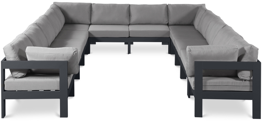 Nizuc 120" Water Resistant Fabric Upholstered Outdoor Patio 12pc. Modular Sectional