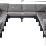 Nizuc 120" Water Resistant Fabric Upholstered Outdoor Patio 12pc. Modular Sectional