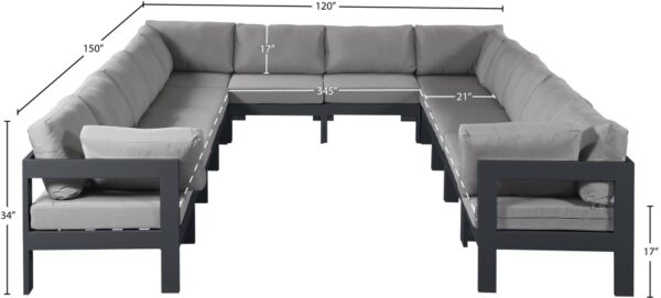 Nizuc 120" Water Resistant Fabric Upholstered Outdoor Patio 12pc. Modular Sectional