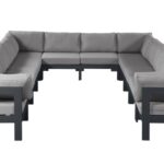 Nizuc 120" Water Resistant Fabric Upholstered Outdoor Patio 12pc. Modular Sectional