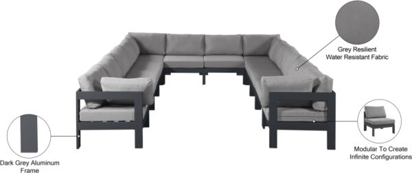 Nizuc 120" Water Resistant Fabric Upholstered Outdoor Patio 12pc. Modular Sectional