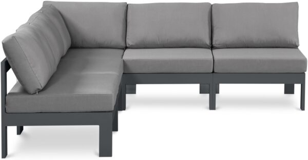 Nizuc 90" Water Resistant Fabric Upholstered Outdoor Patio 5pc. Modular Sectional