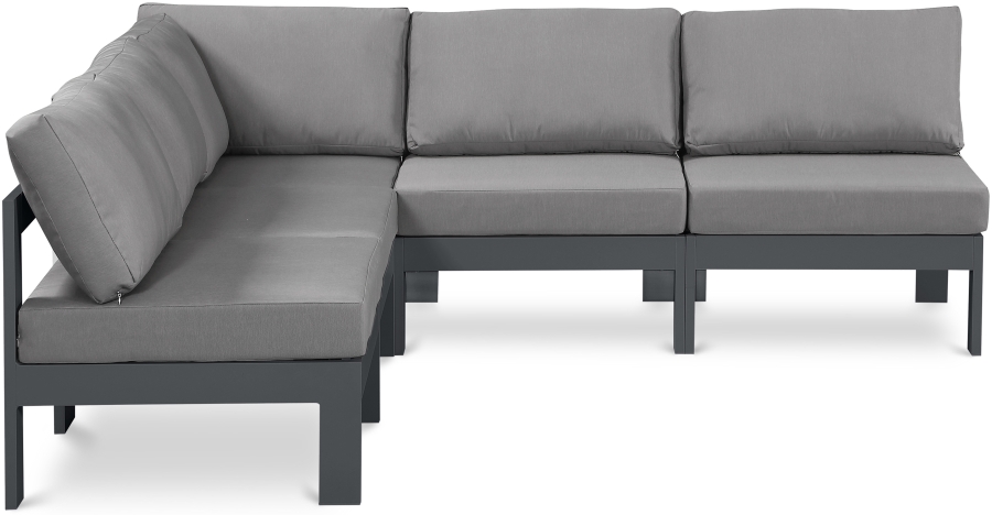 Nizuc 90" Water Resistant Fabric Upholstered Outdoor Patio 5pc. Modular Sectional