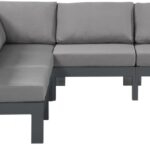 Nizuc 90" Water Resistant Fabric Upholstered Outdoor Patio 5pc. Modular Sectional