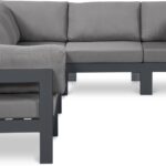 Nizuc 120" Water Resistant Fabric Upholstered Outdoor Patio 6pc. Modular Sectional
