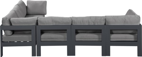 Nizuc 120" Water Resistant Fabric Upholstered Outdoor Patio 6pc. Modular Sectional