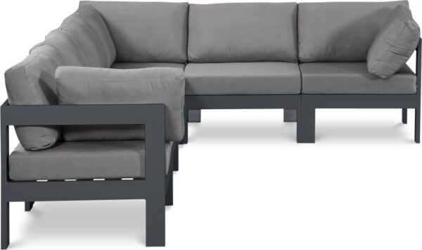 Nizuc 120" Water Resistant Fabric Upholstered Outdoor Patio 6pc. Modular Sectional