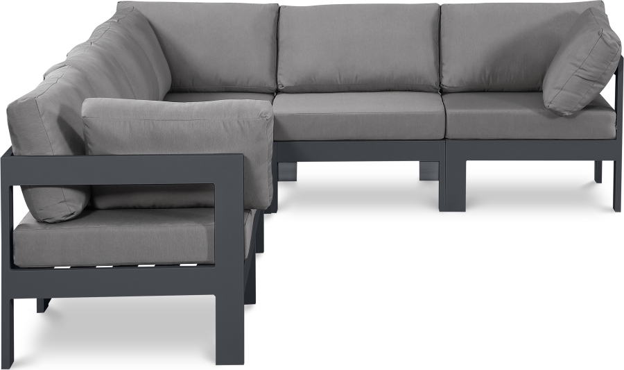 Nizuc 120" Water Resistant Fabric Upholstered Outdoor Patio 6pc. Modular Sectional