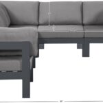Nizuc 120" Water Resistant Fabric Upholstered Outdoor Patio 6pc. Modular Sectional