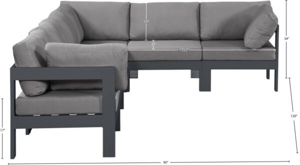 Nizuc 120" Water Resistant Fabric Upholstered Outdoor Patio 6pc. Modular Sectional