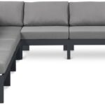 Nizuc 120" Water Resistant Fabric Upholstered Outdoor Patio 7pc. Modular Sectional