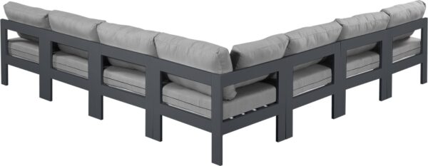 Nizuc 120" Water Resistant Fabric Upholstered Outdoor Patio 7pc. Modular Sectional