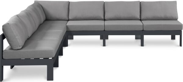 Nizuc 120" Water Resistant Fabric Upholstered Outdoor Patio 7pc. Modular Sectional
