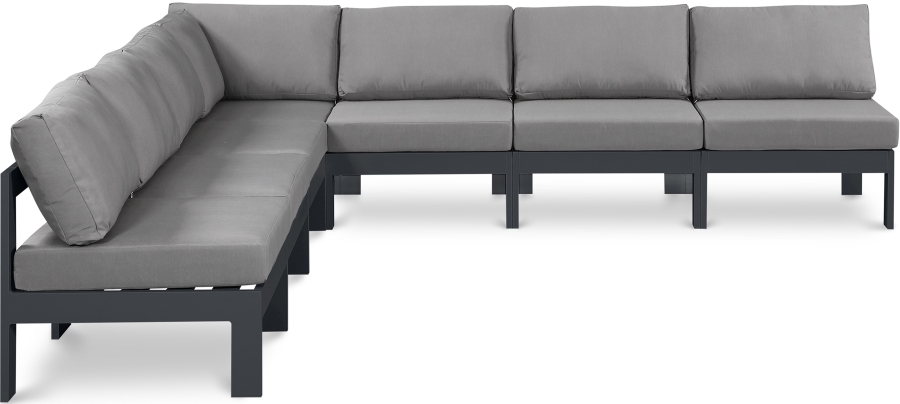 Nizuc 120" Water Resistant Fabric Upholstered Outdoor Patio 7pc. Modular Sectional