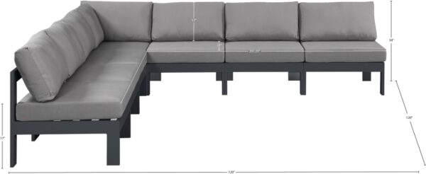 Nizuc 120" Water Resistant Fabric Upholstered Outdoor Patio 7pc. Modular Sectional