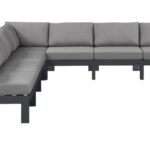 Nizuc 120" Water Resistant Fabric Upholstered Outdoor Patio 7pc. Modular Sectional