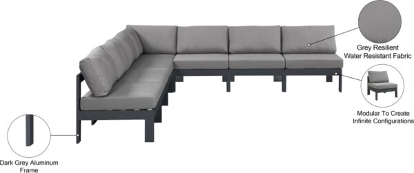 Nizuc 120" Water Resistant Fabric Upholstered Outdoor Patio 7pc. Modular Sectional