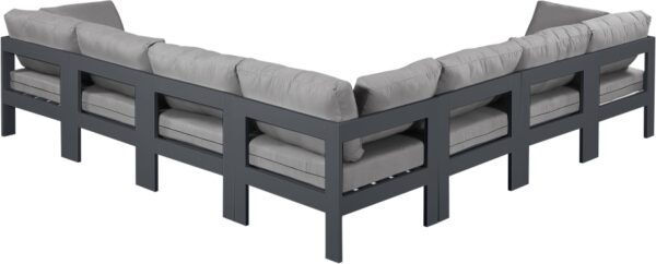Nizuc 120" Water Resistant Fabric Upholstered Outdoor Patio 7pc. Modular Sectional