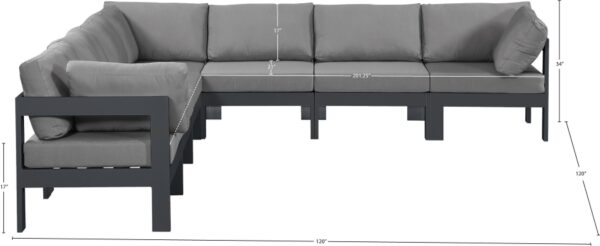 Nizuc 120" Water Resistant Fabric Upholstered Outdoor Patio 7pc. Modular Sectional