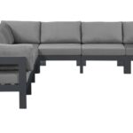 Nizuc 120" Water Resistant Fabric Upholstered Outdoor Patio 7pc. Modular Sectional