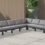 Nizuc 150" Water Resistant Fabric Upholstered Outdoor Patio 8pc. Modular Sectional