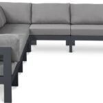 Nizuc 150" Water Resistant Fabric Upholstered Outdoor Patio 8pc. Modular Sectional