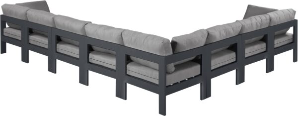 Nizuc 150" Water Resistant Fabric Upholstered Outdoor Patio 8pc. Modular Sectional