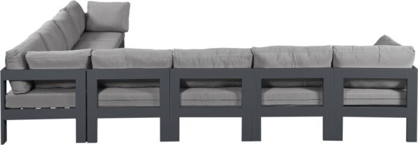 Nizuc 150" Water Resistant Fabric Upholstered Outdoor Patio 8pc. Modular Sectional